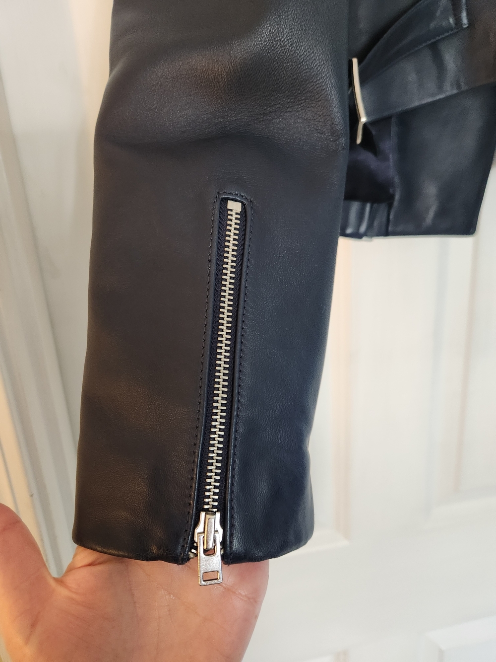 J. Crew Navy Leather Moto Jacket - Women's - Picture 6 of 6